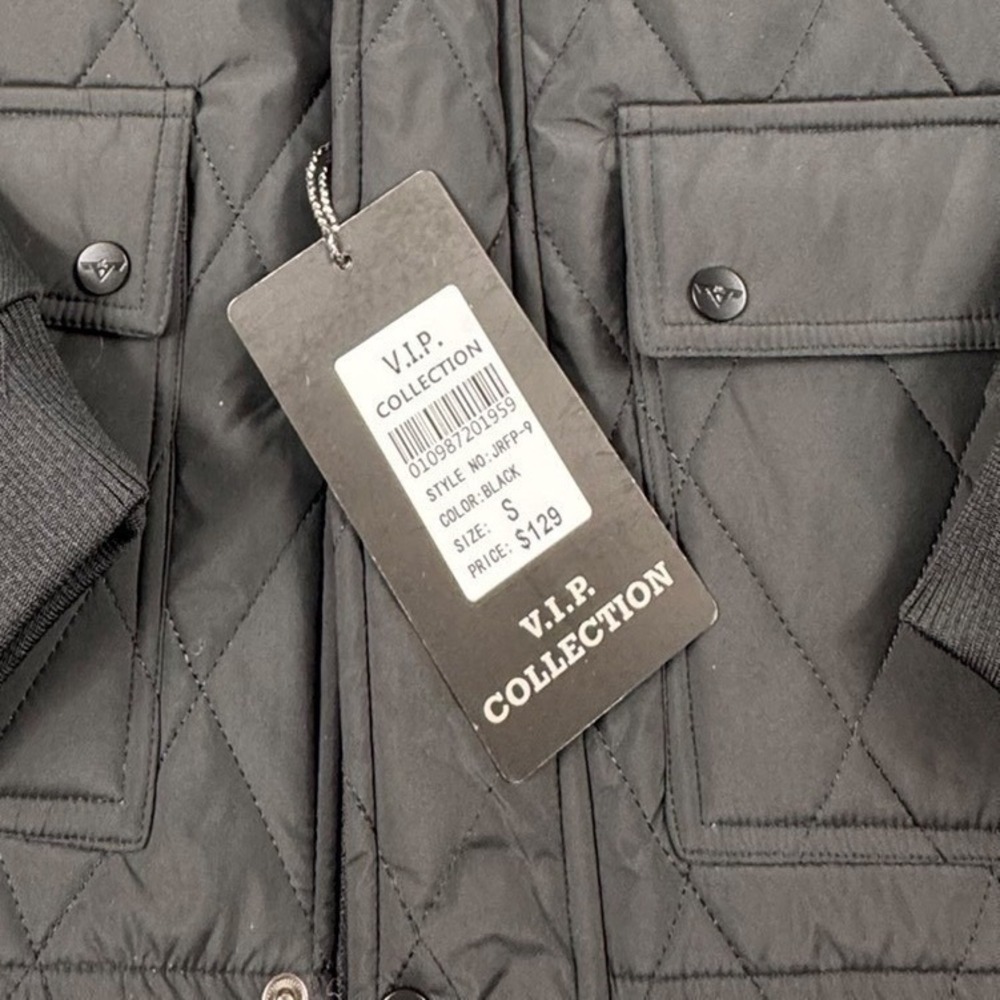 V.I.P. Collection Mens Black Quilted bomber Jacket Size S NWT - Picture 7 of 7